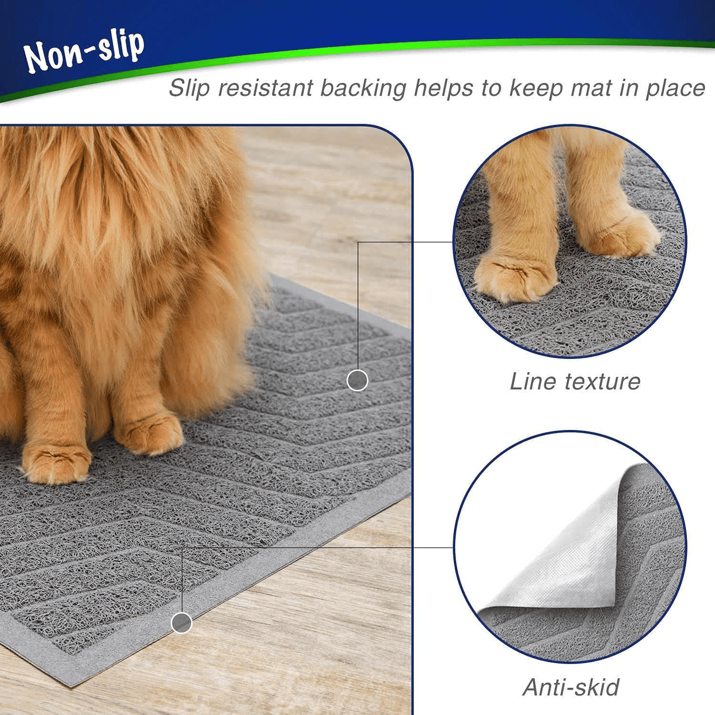 Wepet Cat Litter Mat, Kitty Litter Trapping Mesh Mat, 35 X 23 Inch Large, Premium Durable PVC Rug, No Phthalate, Urine Waterproof, Easy Clean, Washable, Scatter Control, Litter Box Carpet Animals & Pet Supplies > Pet Supplies > Cat Supplies > Cat Litter Box Mats WePet   