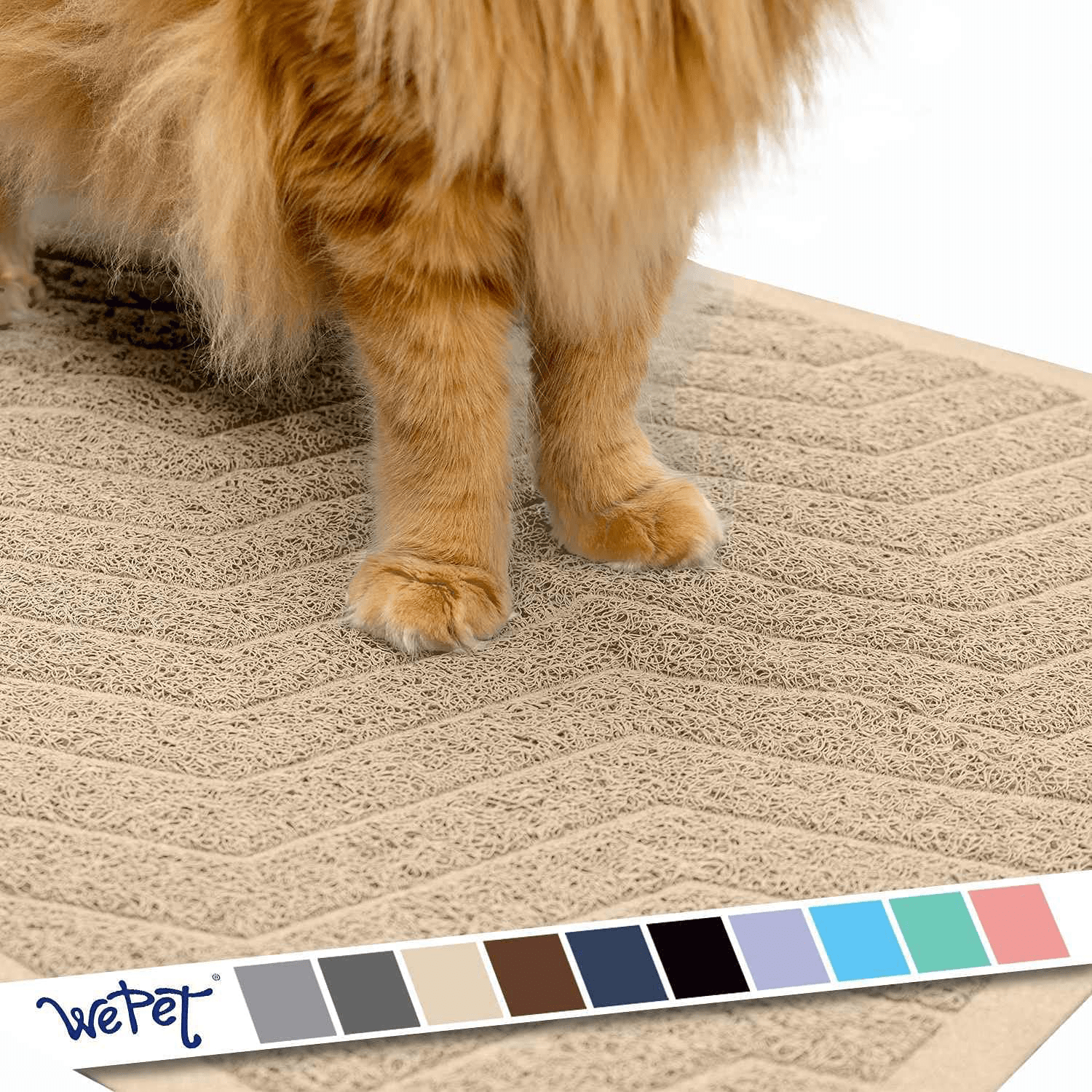 Wepet Cat Litter Mat, Kitty Litter Trapping Mesh Mat, 35 X 23 Inch Large, Premium Durable PVC Rug, No Phthalate, Urine Waterproof, Easy Clean, Washable, Scatter Control, Litter Box Carpet Animals & Pet Supplies > Pet Supplies > Cat Supplies > Cat Litter Box Mats WePet #04 Beige  