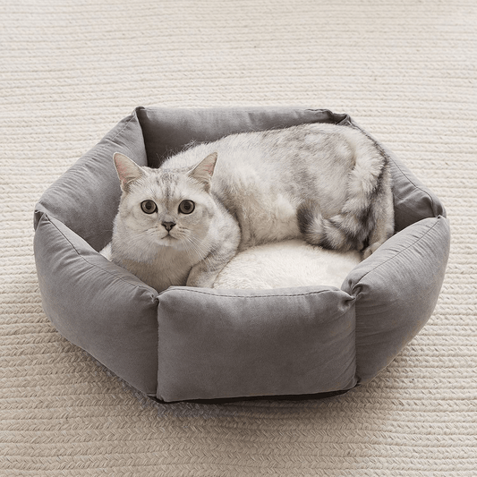 Western Home Cat Beds for Indoor Cats Dogs, Kitty Puppy Kitten Bed round Soft Plush Flannel Pet Cushions Beds Washable Animals & Pet Supplies > Pet Supplies > Cat Supplies > Cat Beds WESTERN HOME WH Grey Soft 