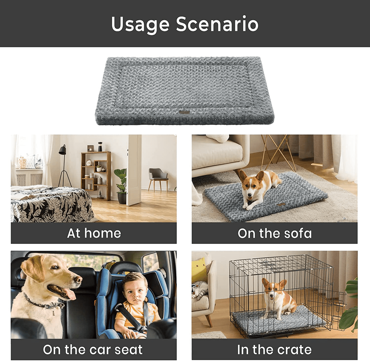 Western Home Dog Crate Bed for Small Medium Large & Extra Large Dogs/Cats up to 50/75/100 Lbs, Calming Dog Beds for Sleeping & Anti-Anxiety Pet Beds, Waterproof Bottom and Anti-Slip Thin Dog Pad Animals & Pet Supplies > Pet Supplies > Dog Supplies > Dog Beds WESTERN HOME WH   