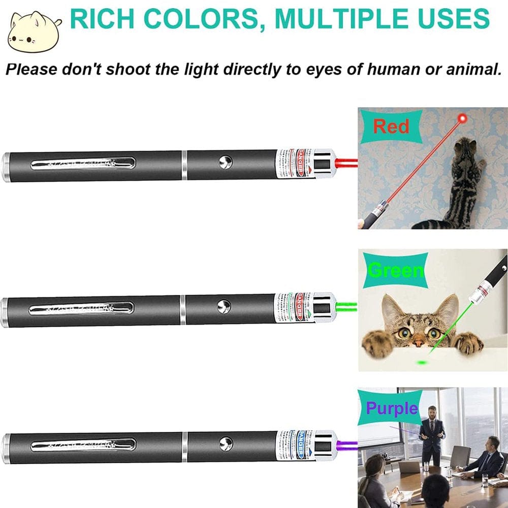 WEWE Laser Pointer, Cat Laser Toys, Cat Toys, 3 Packs, 900Mile Strong Pointer Pen, Multi Purpose, (Red, Green, Purple) Animals & Pet Supplies > Pet Supplies > Cat Supplies > Cat Toys 601480514900   