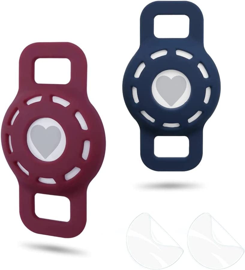 WHALEZON Airtag Cat Collar Holder, Small Air Tag Dog Collar Holder Compatible with Apple Tag, Anti-Lost Pet Tracker Cases Fit on Puppy Collars 3/8" 5/8" Electronics > GPS Accessories > GPS Cases WHALEZON C5 Wine, Midnight Blue  