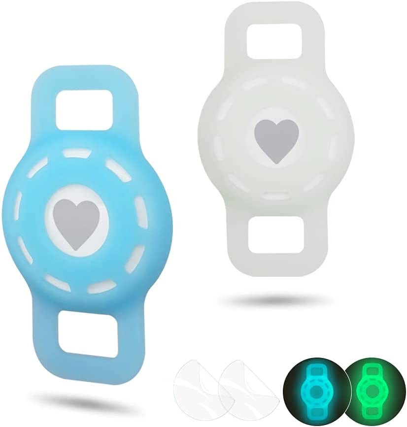 WHALEZON Airtag Cat Collar Holder, Small Air Tag Dog Collar Holder Compatible with Apple Tag, Anti-Lost Pet Tracker Cases Fit on Puppy Collars 3/8" 5/8" Electronics > GPS Accessories > GPS Cases WHALEZON C3 Luminous Green, Luminous Blue  