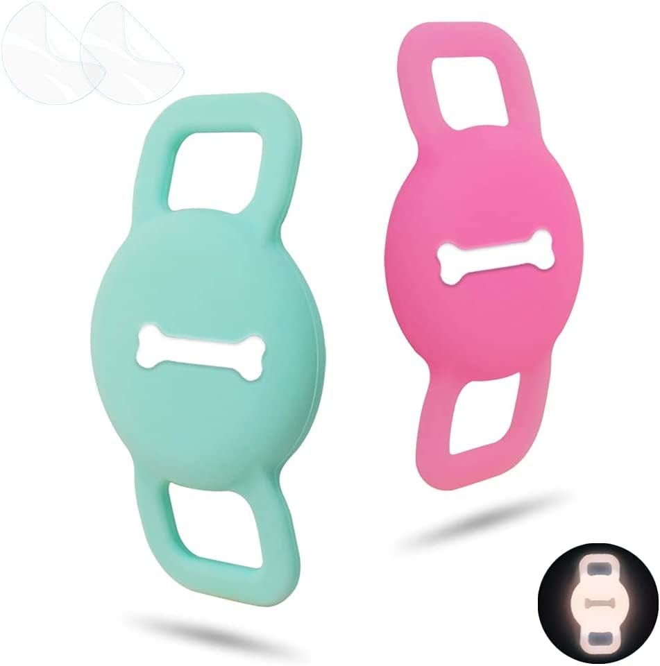 WHALEZON Airtag Cat Collar Holder, Small Air Tag Dog Collar Holder Compatible with Apple Tag, Anti-Lost Pet Tracker Cases Fit on Puppy Collars 3/8" 5/8" Electronics > GPS Accessories > GPS Cases WHALEZON B2 Mint Green, Luminous Pink  