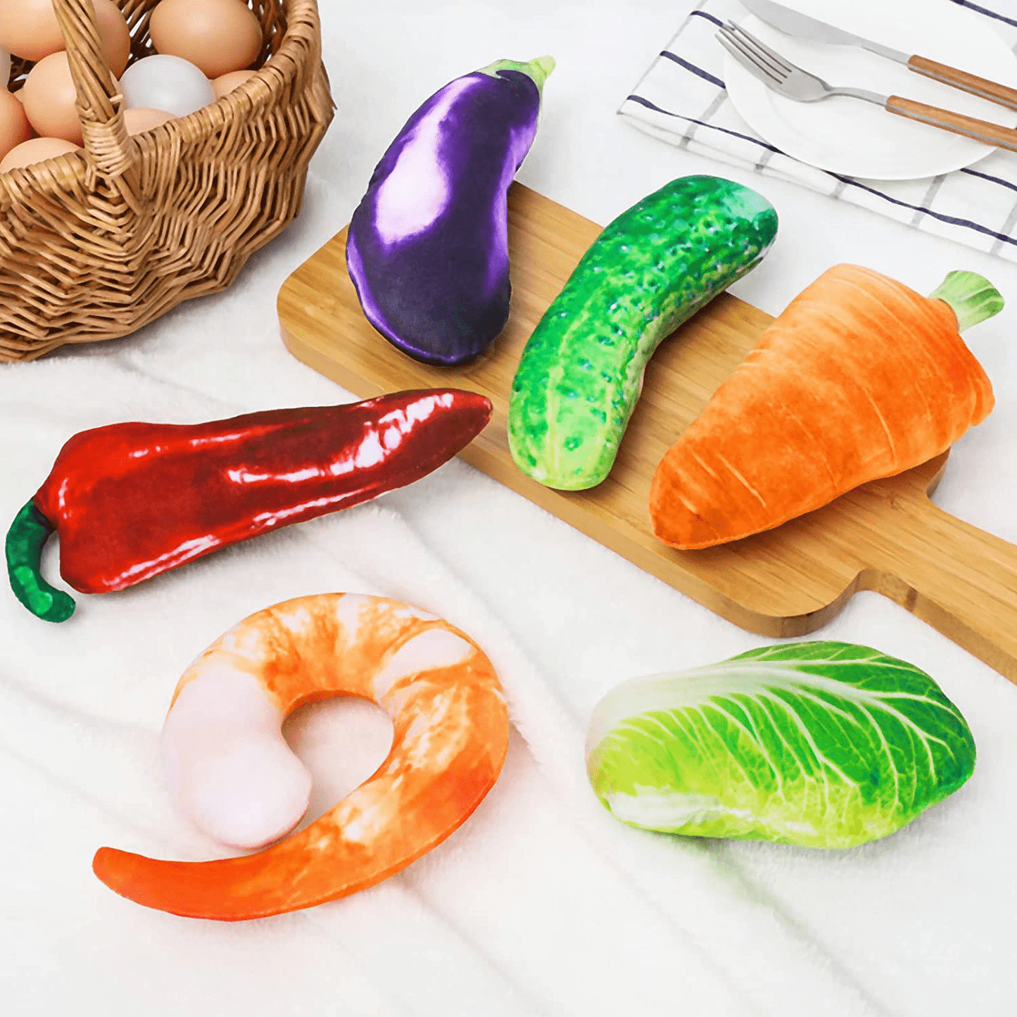 Whaline 6Pcs Catnip Cat Toys Catmint Plush Interactive Pillows Cat Chew Bite Kick Toy Vegetables Theme Teeth Cleaning Teeth Grinding Toy for Cats Kitten Gift Boredom Relief Supplies Animals & Pet Supplies > Pet Supplies > Cat Supplies > Cat Toys Whaline   