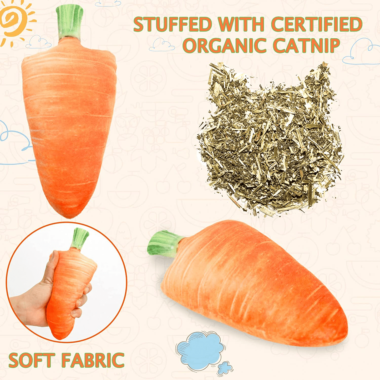 Whaline 6Pcs Catnip Cat Toys Catmint Plush Interactive Pillows Cat Chew Bite Kick Toy Vegetables Theme Teeth Cleaning Teeth Grinding Toy for Cats Kitten Gift Boredom Relief Supplies Animals & Pet Supplies > Pet Supplies > Cat Supplies > Cat Toys Whaline   