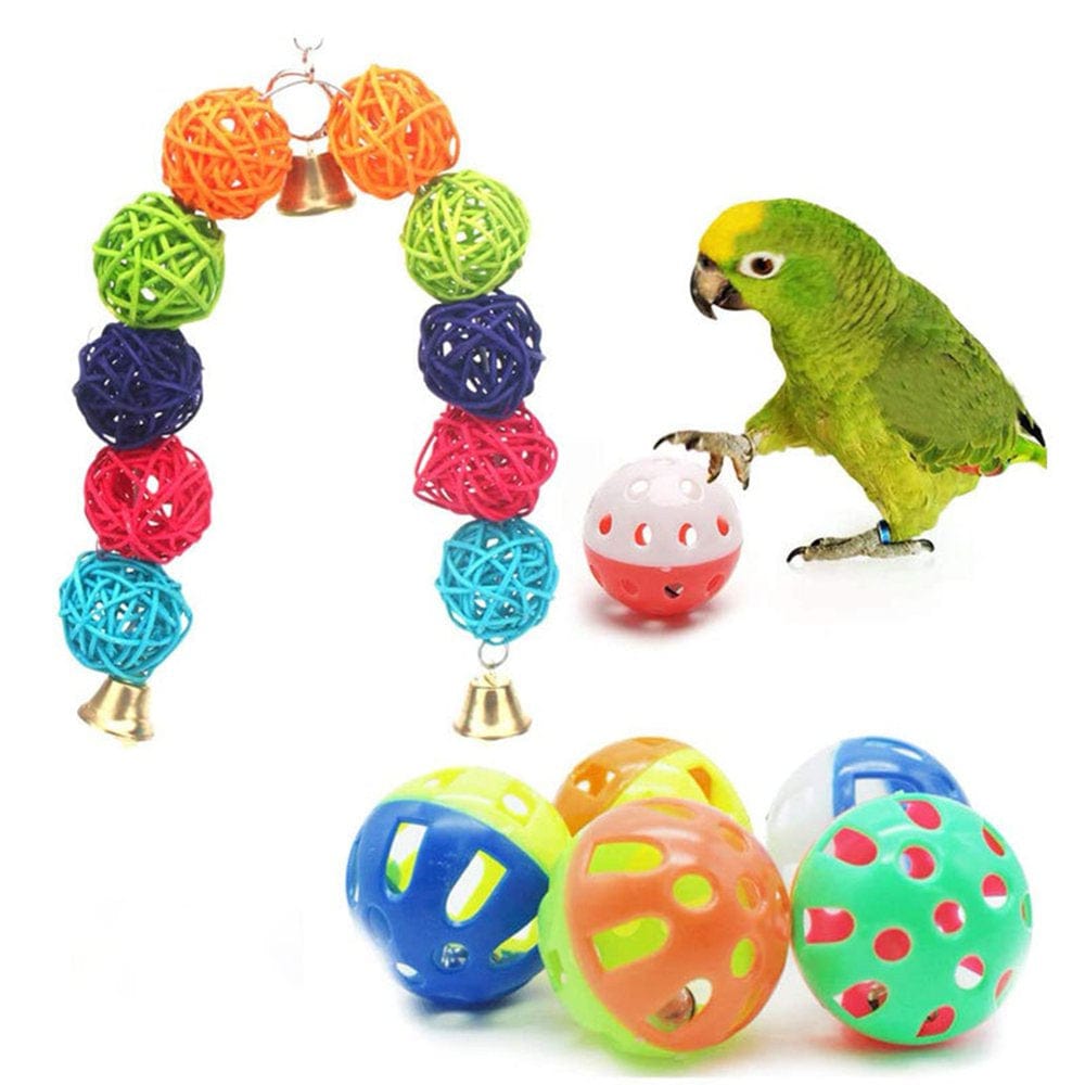 Wharick 13 Pcs Bird Parrot Swing Toys Metal Rope Small Ladder Stand Toy Set for Bird Cage 2022