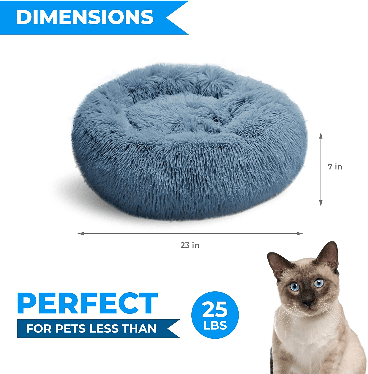 Whiskers & Friends Calming Cat Bed, Cat Bed for Indoor Cats, Calming Dog Bed for Small Dogs, Orthopedic Cat Bed, Donut Cat Bed, Dog Beds for Small Dogs, up to 25Lbs, Washable