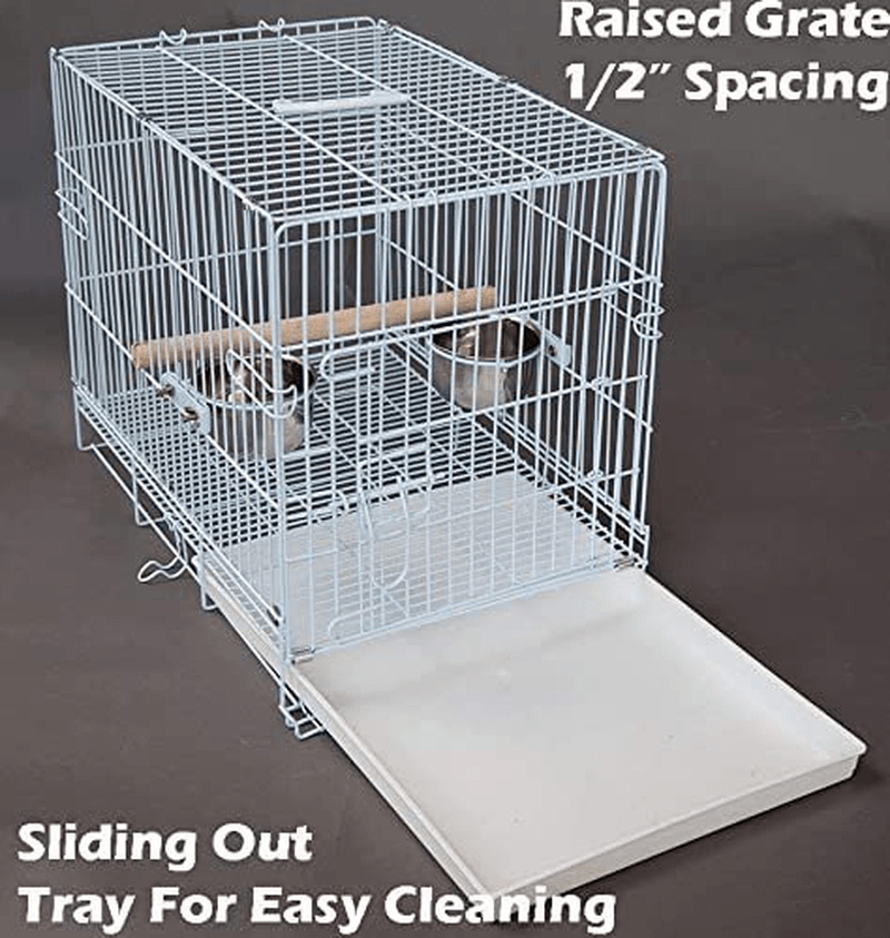 White Durable Metal Foldable Travel Vet Carrier Perch Stand Cage for Bird Parrot Animals & Pet Supplies > Pet Supplies > Bird Supplies > Bird Cages & Stands Mcage   