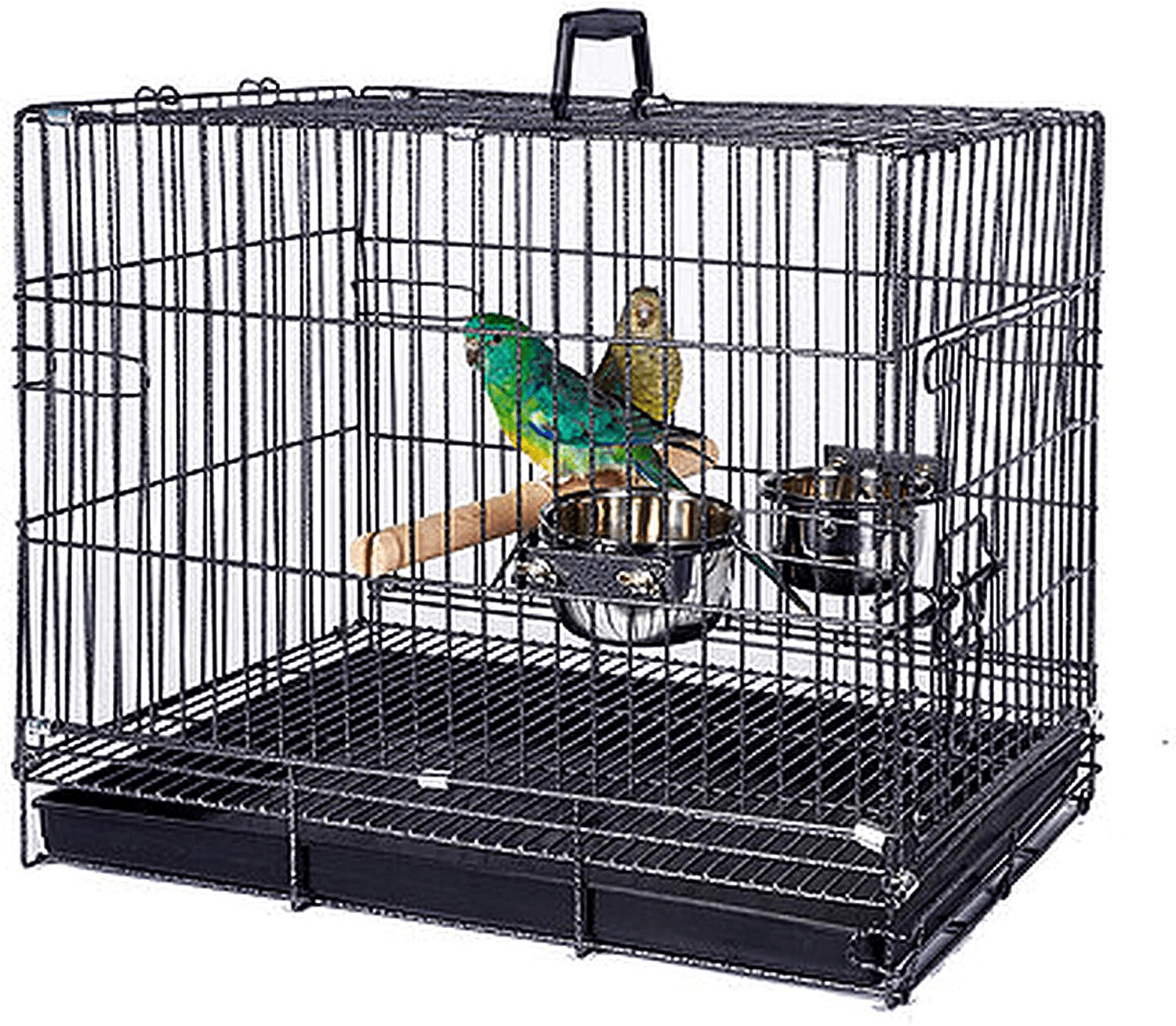 White Durable Metal Foldable Travel Vet Carrier Perch Stand Cage for Bird Parrot Animals & Pet Supplies > Pet Supplies > Bird Supplies > Bird Cages & Stands Mcage 19"L X 12"W X 16"H - Black  