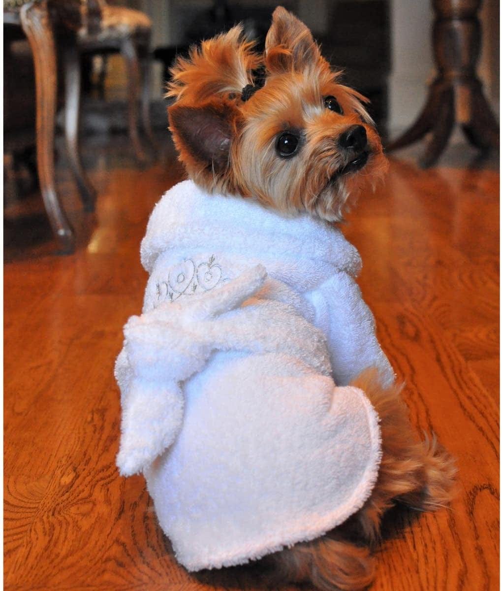 White Silver Tiara Cotton Dog Bathrobe (Large) Animals & Pet Supplies > Pet Supplies > Dog Supplies > Dog Apparel Doggie Design   