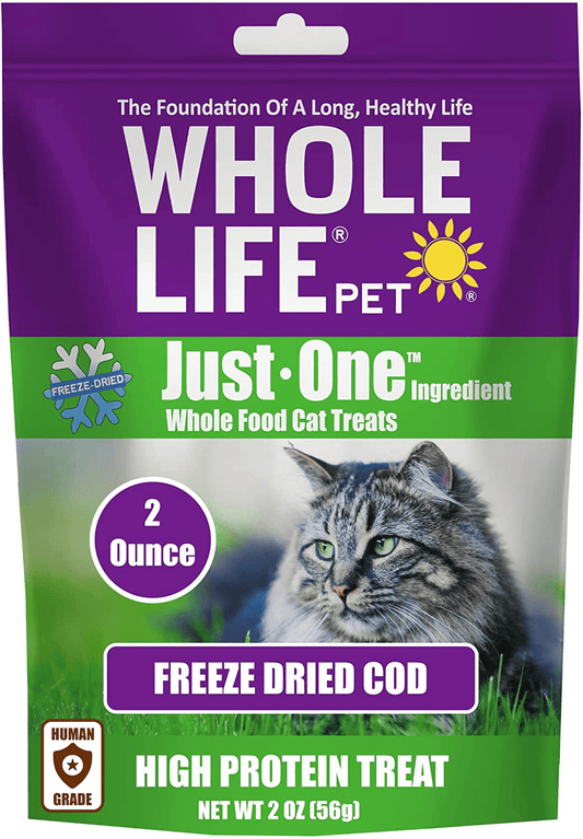 Whole Life Pet USA Sourced and Produced Human Grade Freeze Dried Boneless, Skinless Wild Cod Filet Cat Treat, Protein Rich for Training, Picky Eaters, Digestion, Weight Control Animals & Pet Supplies > Pet Supplies > Cat Supplies > Cat Treats Whole Life Pet Products 2oz  