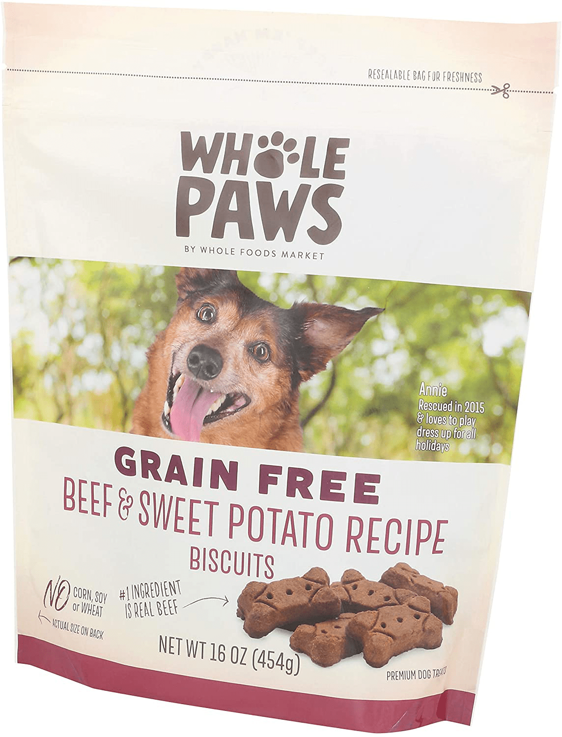 Whole Paws Grain Free Beef & Sweet Potato Recipe Dog Biscuits, 16 Oz