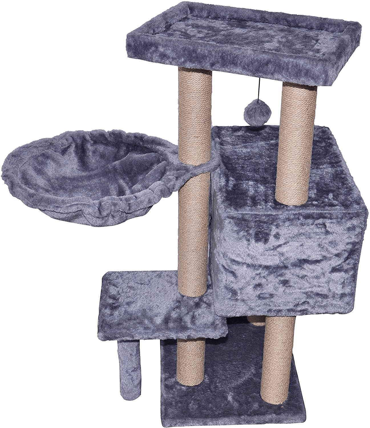 WIKI 002G Cat Tree Has Scratching Toy with a Ball Activity Centre Cat Tower Furniture Jute-Covered Scratching Posts Grey Animals & Pet Supplies > Pet Supplies > Cat Supplies > Cat Furniture WIKI   