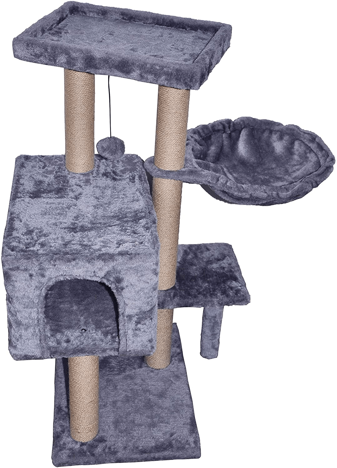 WIKI 002G Cat Tree Has Scratching Toy with a Ball Activity Centre Cat Tower Furniture Jute-Covered Scratching Posts Grey Animals & Pet Supplies > Pet Supplies > Cat Supplies > Cat Furniture WIKI   