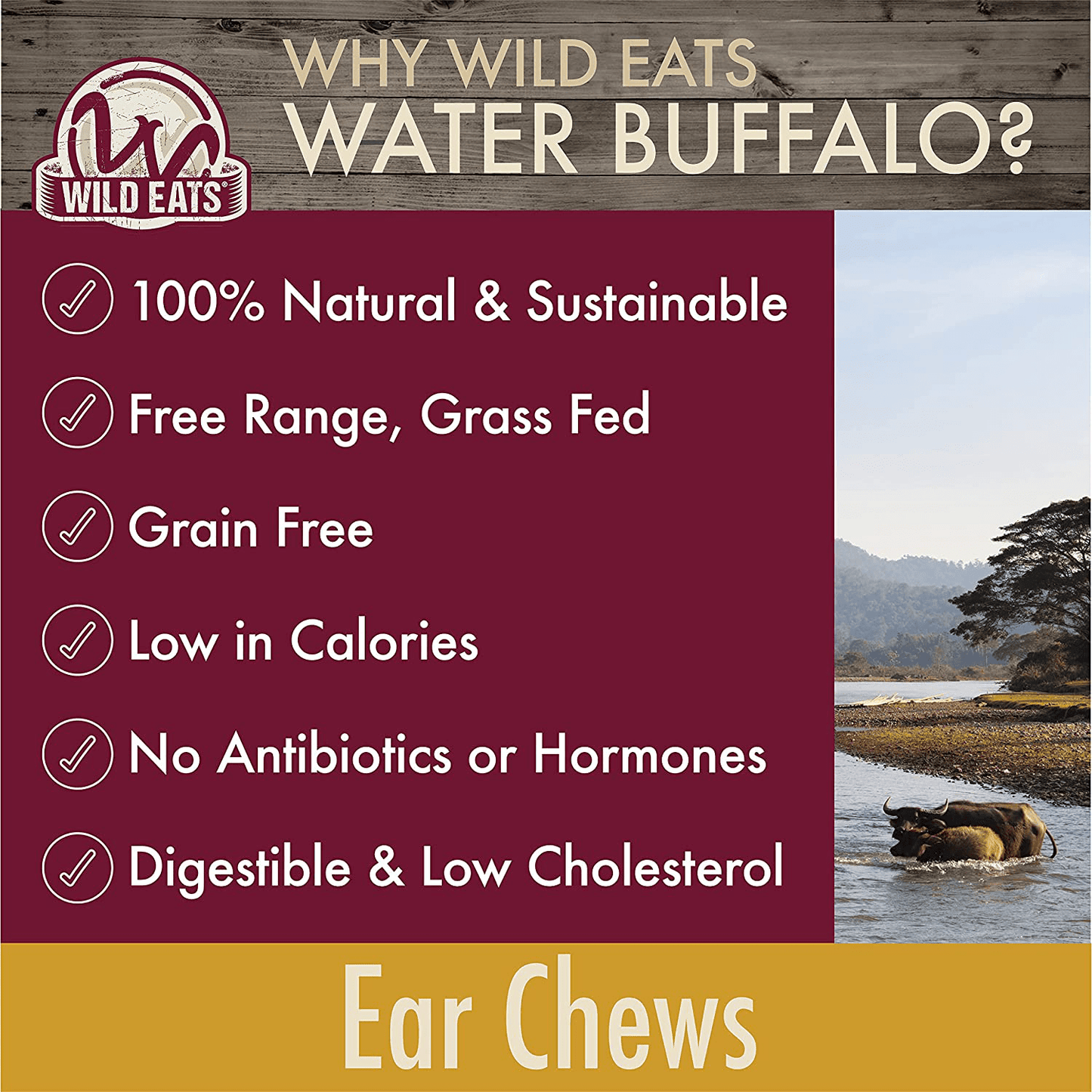 Wild Eats Natural Ear Dog Chews, Dog Treats & Dog Snacks (Great Alternative to Pig Ears for Dogs, Cow Ears for Dogs, Dog Bones & Rawhides for Dogs) Lamb or Water Buffalo in Multiple Styles & Sizes Animals & Pet Supplies > Pet Supplies > Small Animal Supplies > Small Animal Treats Wild Eats   