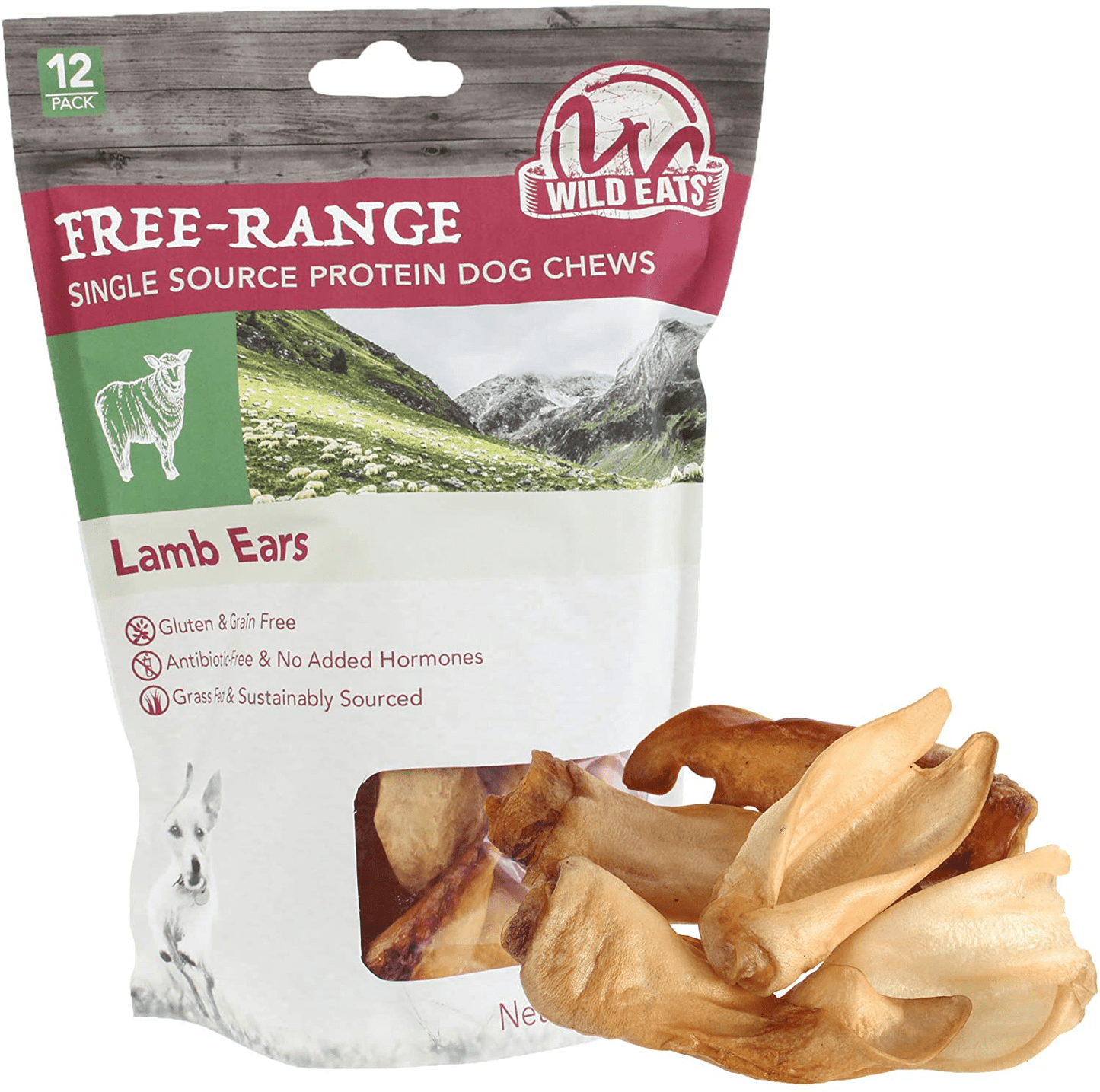 Wild Eats Natural Ear Dog Chews, Dog Treats & Dog Snacks (Great Alternative to Pig Ears for Dogs, Cow Ears for Dogs, Dog Bones & Rawhides for Dogs) Lamb or Water Buffalo in Multiple Styles & Sizes Animals & Pet Supplies > Pet Supplies > Small Animal Supplies > Small Animal Treats Wild Eats Lamb Ears 12 Count (Pack of 1) 