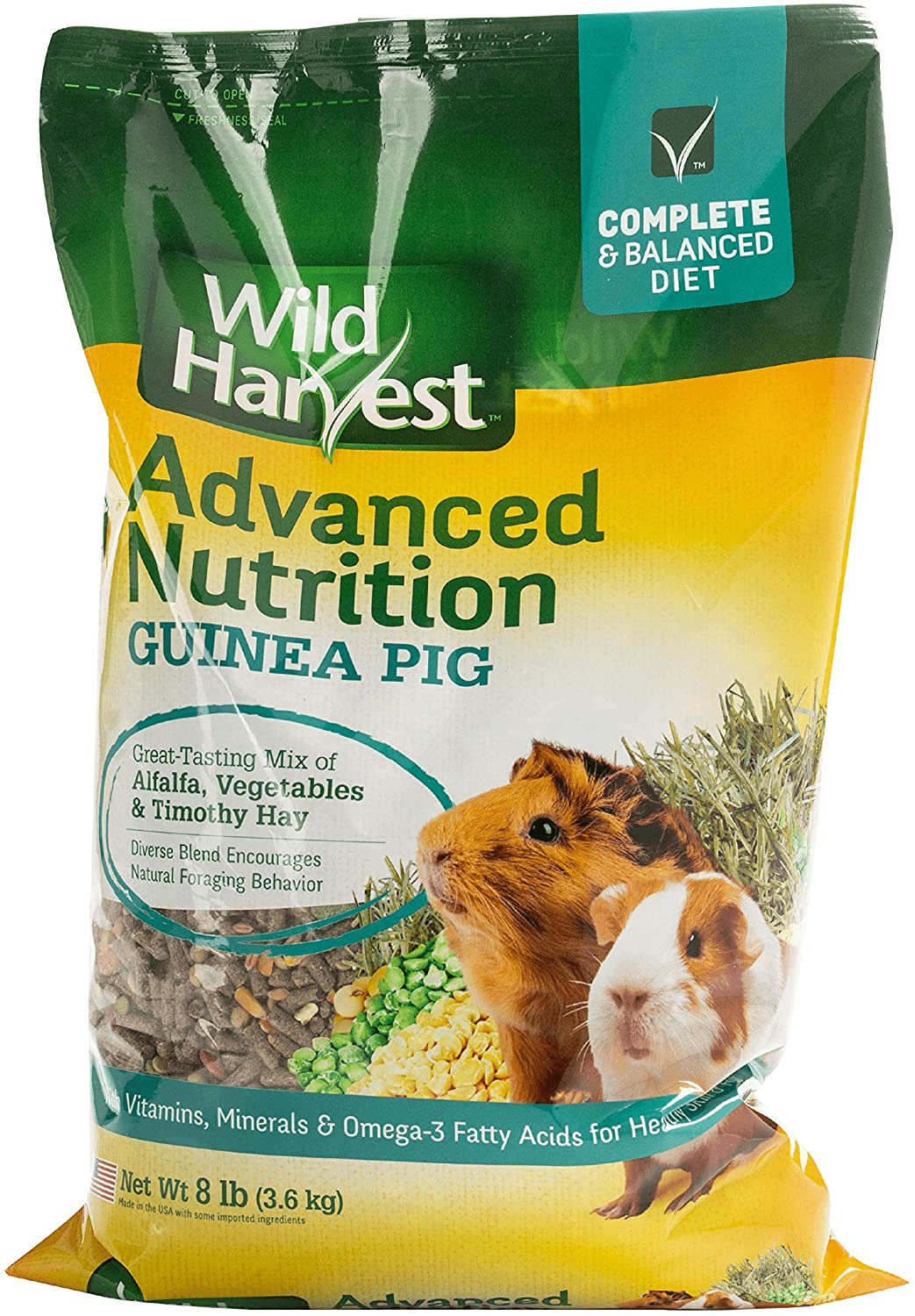 Wild Harvest Advanced Nutrition Guinea Pig 8 Pounds, Complete and Balanced Diet, Pack of 3 (G19708)