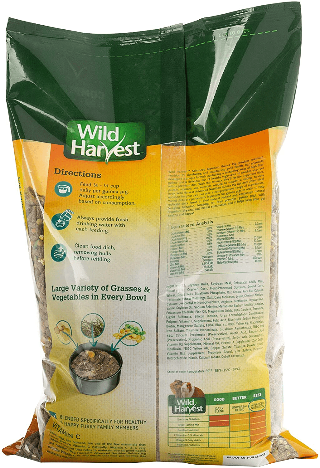 Wild Harvest Advanced Nutrition Guinea Pig 8 Pounds, Complete and Balanced Diet, Pack of 3 (G19708) Animals & Pet Supplies > Pet Supplies > Small Animal Supplies > Small Animal Food Wild Harvest   