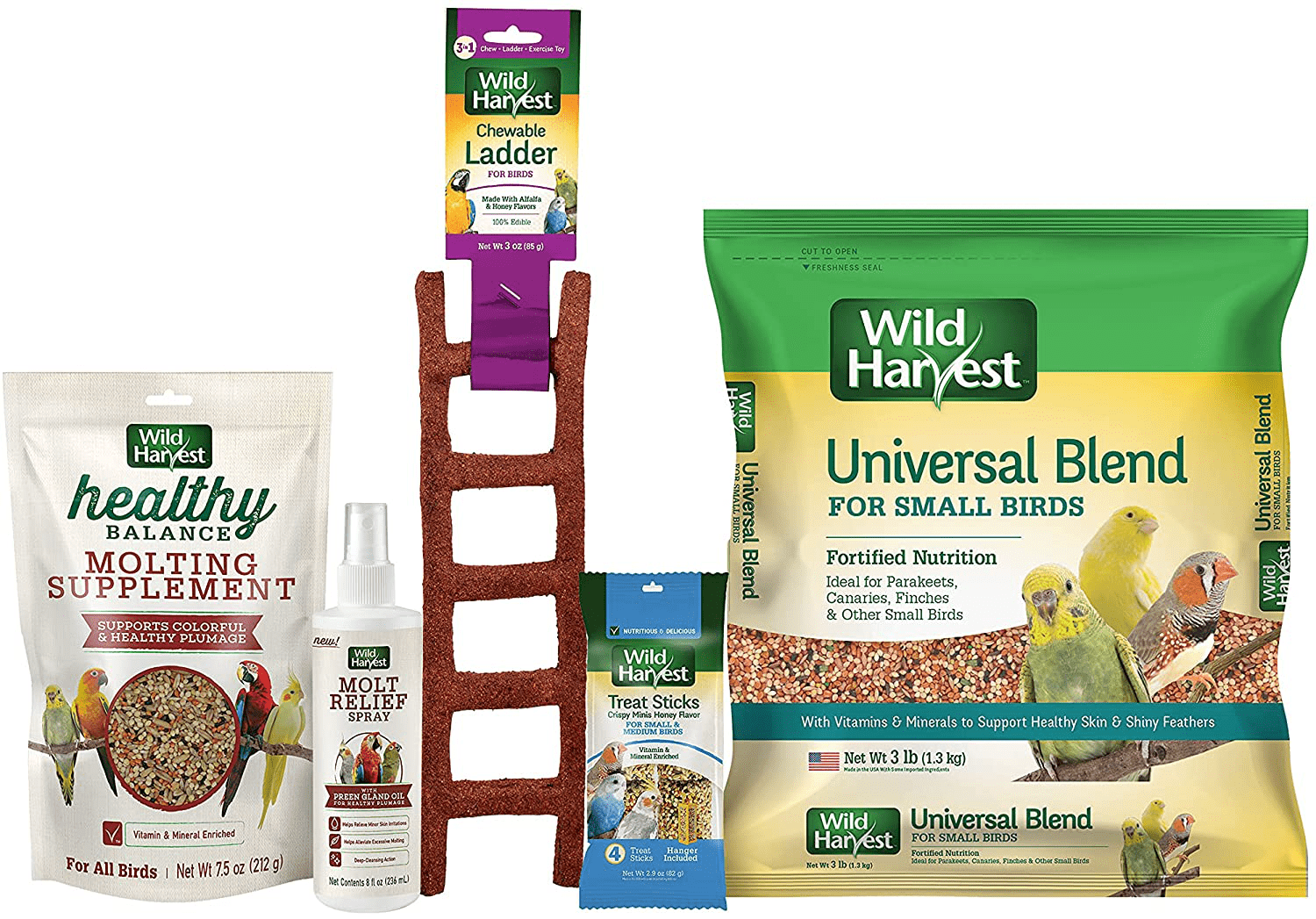 Wild Harvest Bird Seed Collection: Daily Blends and Advanced Nutrition for Parakeet, Canaries, Finches, Cockatiel, Parrots and More. Animals & Pet Supplies > Pet Supplies > Bird Supplies > Bird Food Spectrum Brands Pet LLC Small Birds 5 Count 