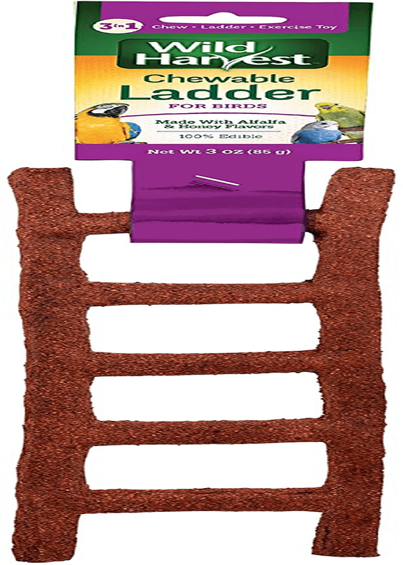 Wild Harvest Chewable Ladder for Birds, Chewable Exercise Toy, Made with Alfalfa and Honey Flavors Animals & Pet Supplies > Pet Supplies > Bird Supplies > Bird Ladders & Perches Wild Harvest   