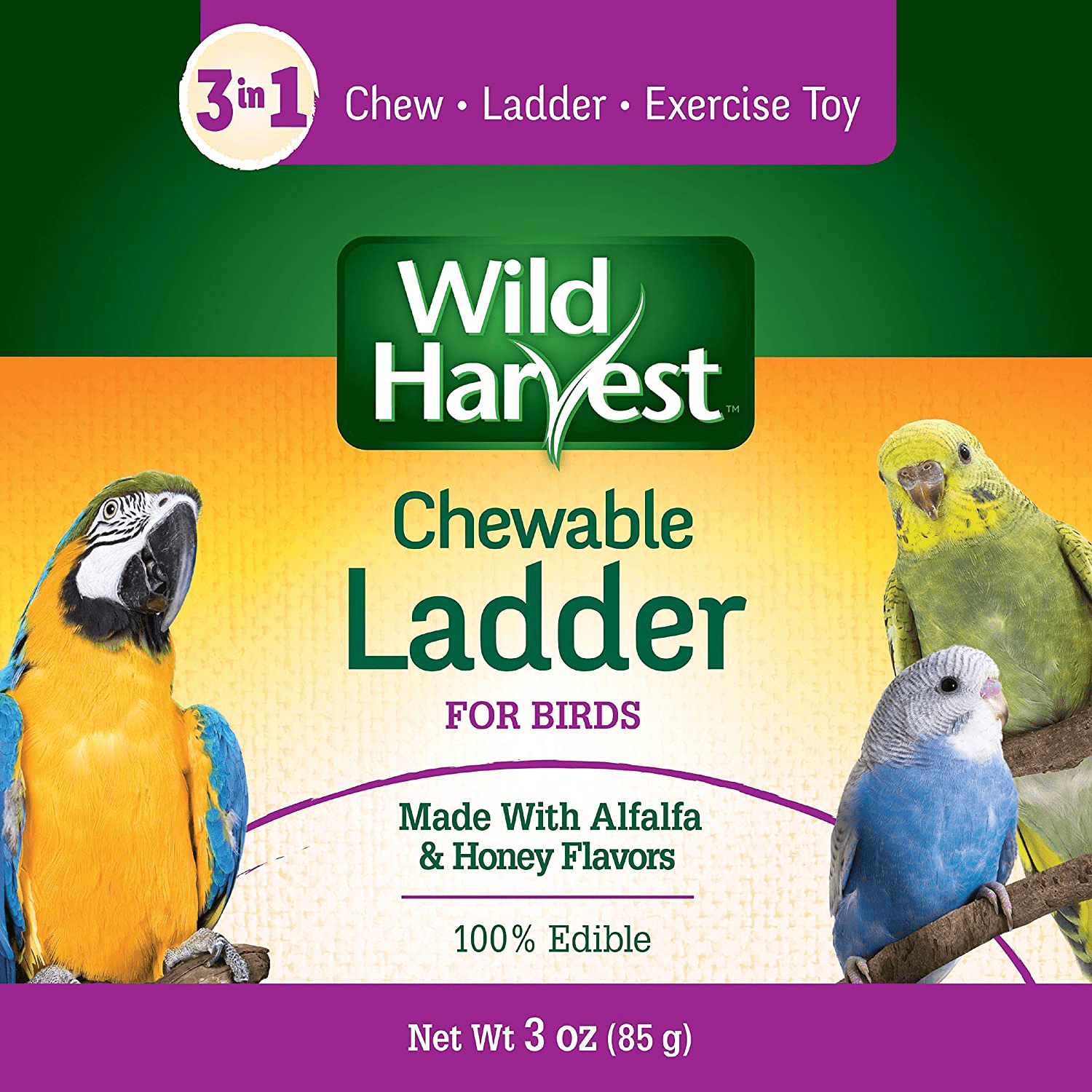 Wild Harvest Chewable Ladder for Birds, Chewable Exercise Toy, Made with Alfalfa and Honey Flavors Animals & Pet Supplies > Pet Supplies > Bird Supplies > Bird Ladders & Perches Wild Harvest   