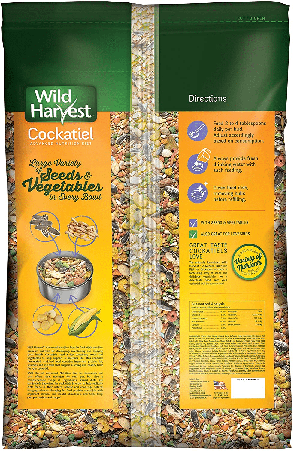 Wild Harvest Cockatiel Advanced Nutrition Diet, 8 Pound Animals & Pet Supplies > Pet Supplies > Bird Supplies > Bird Treats Wild Harvest   