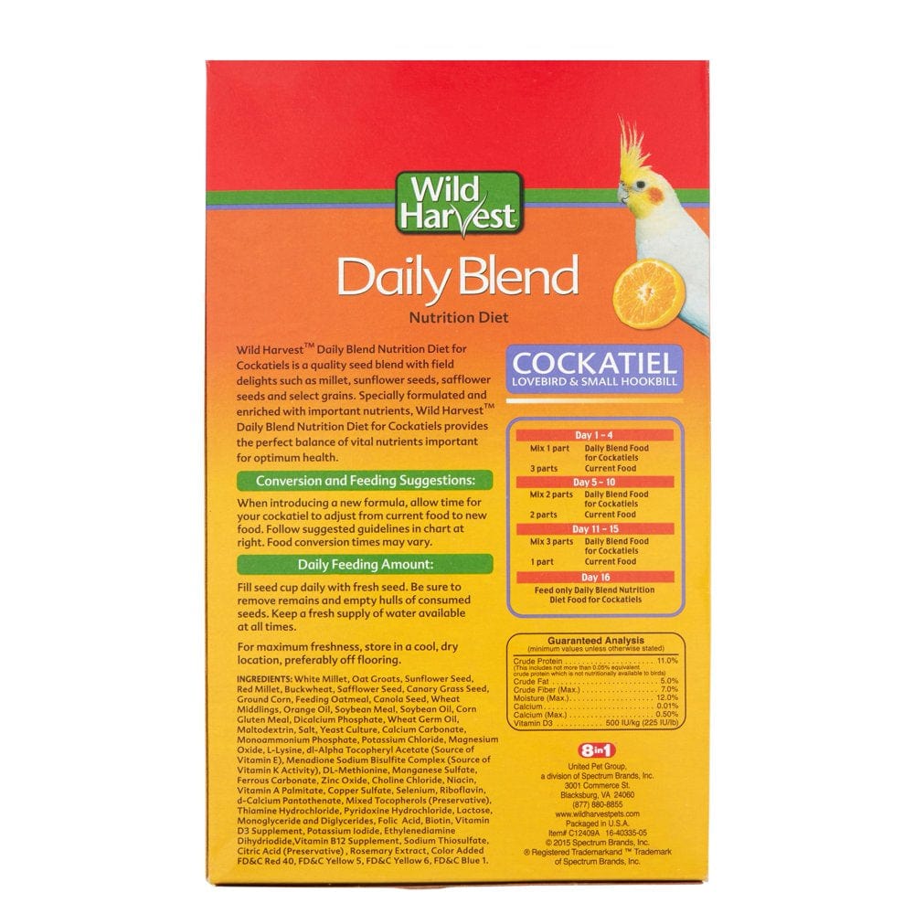 Wild Harvest Daily Blend Nutrition Diet 2 Pounds, for Cockatiels, Lovebirds and Small Hookbills Animals & Pet Supplies > Pet Supplies > Bird Supplies > Bird Food Spectrum Brands   