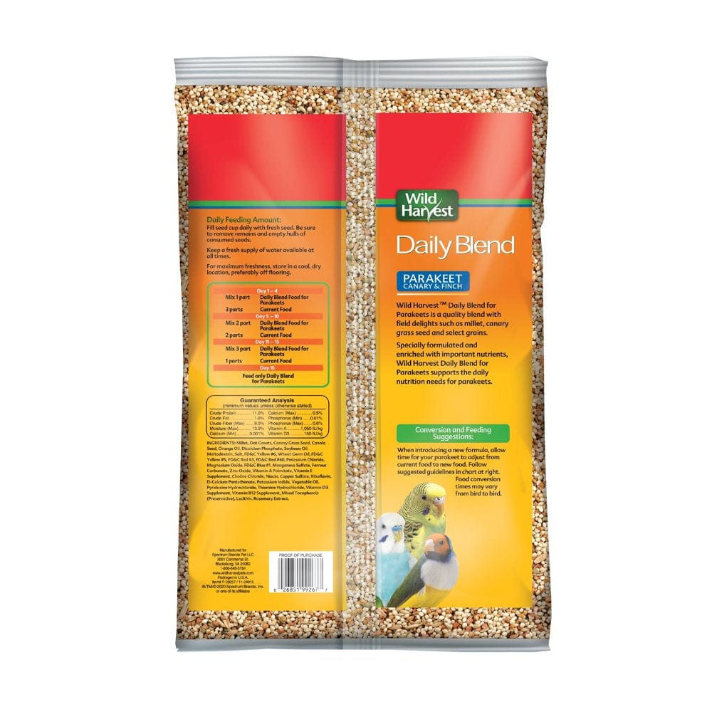 Wild Harvest Daily Blend Nutrition Diet Bird Food for Parakeet, Canary and Finch 10 Pounds Animals & Pet Supplies > Pet Supplies > Bird Supplies > Bird Food Wild Harvest   