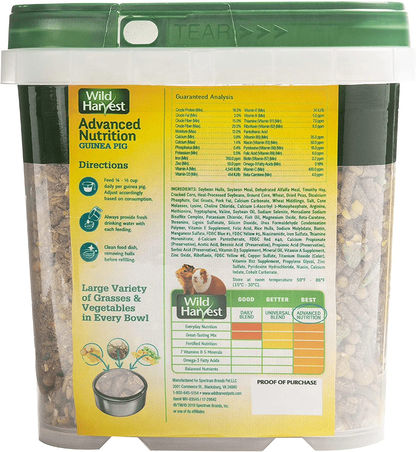 Wild Harvest Wh-83545 Wild Harvest Advanced Nutrition Diet for Guinea Pigs, 4.5-Pound