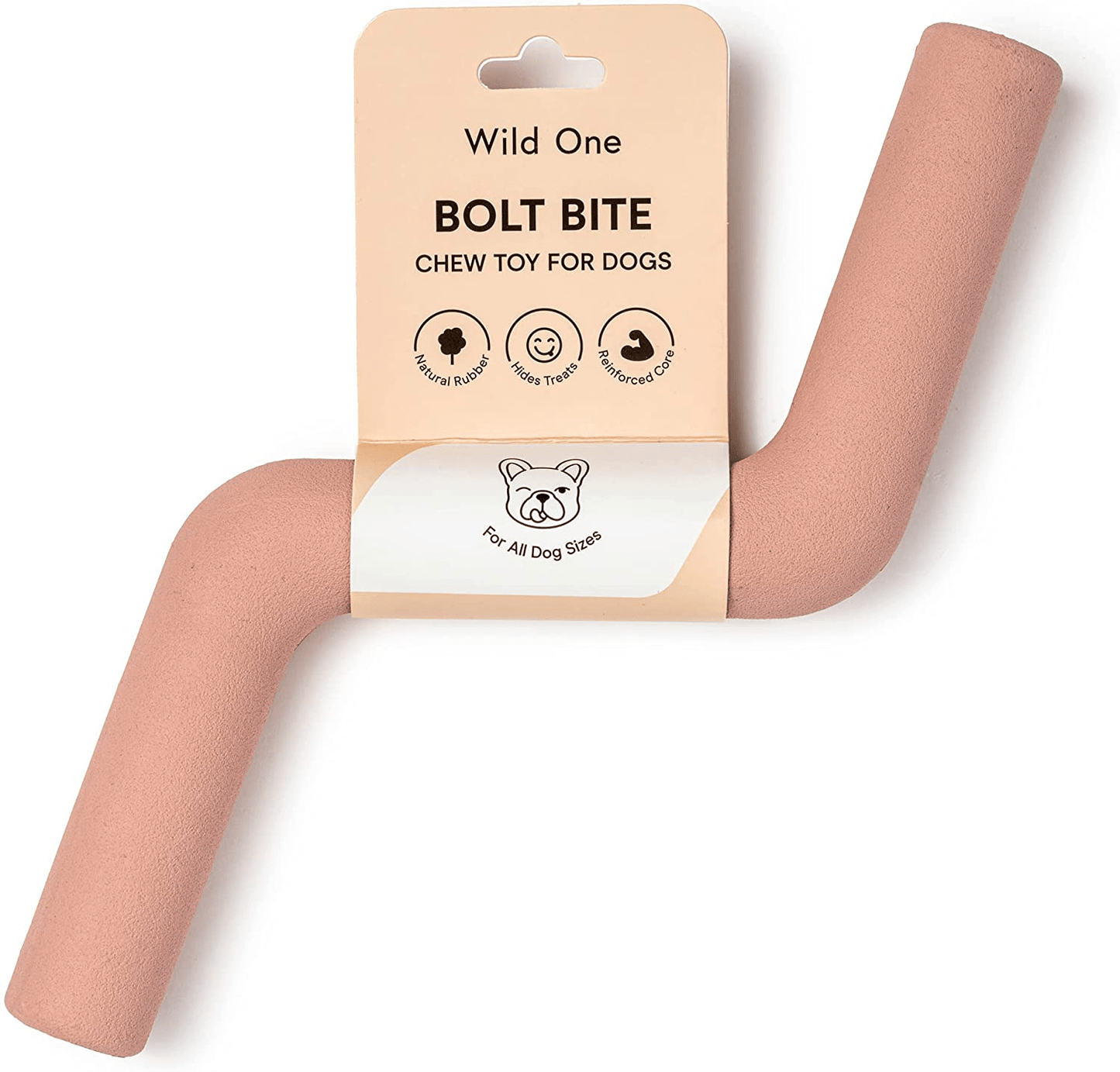 Wild One, Bolt Bite Dog Toy, Blush, 100% Natural Rubber, Fun to Chew, Chew Toy, Treat Dispensing, Long Lasting, Durable for Large Breeds Animals & Pet Supplies > Pet Supplies > Dog Supplies > Dog Toys Wild One Pink  