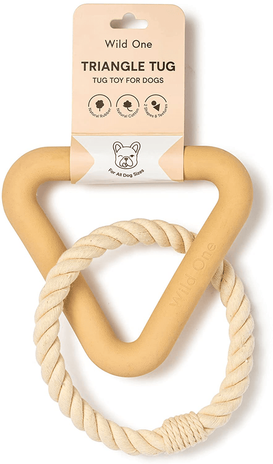 Wild One, Triangle Tug Dog Toy, Tan, 100% Natural Rubber, Fun to Chew, Durable for Medium and Large Breeds, Rope Toy Animals & Pet Supplies > Pet Supplies > Dog Supplies > Dog Toys Wild One Tan  