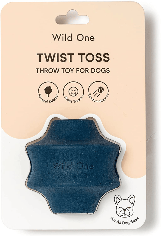 Wild One, Twist Toss Dog Toy, Navy, 100% Natural Rubber, Fun to Chew, Durable for All Breeds, Fetch Toy, Treat Dispensing Animals & Pet Supplies > Pet Supplies > Dog Supplies > Dog Toys Wild One Blue  