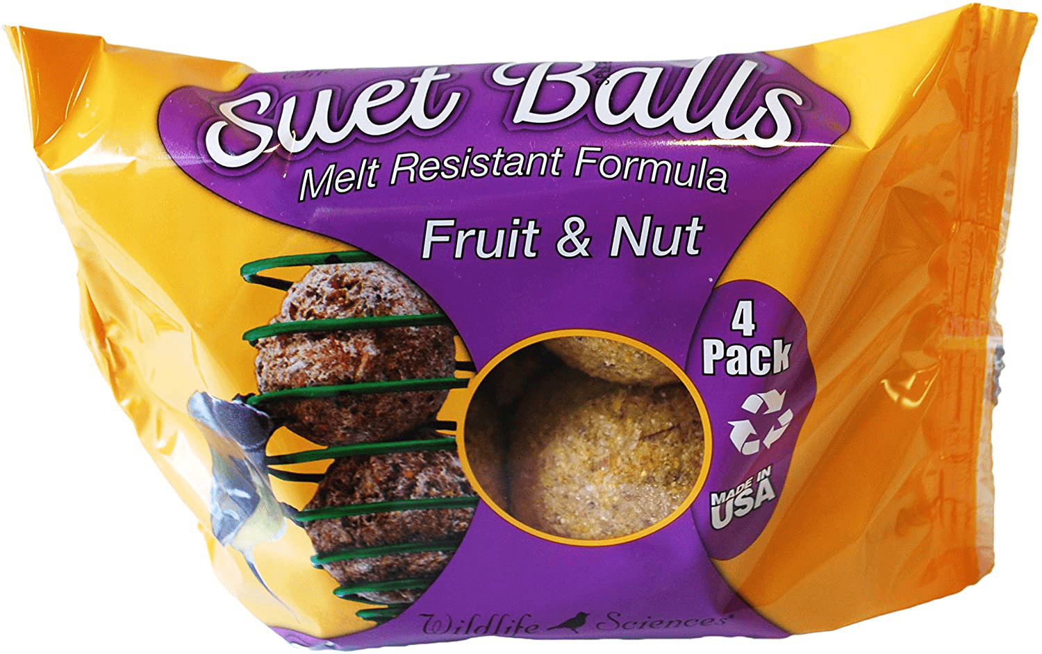 Wildlife Sciences Melt Resistant Suet Balls Variety 16 Pack, 4 Wrapped Packs of 4 Bird Suet Balls