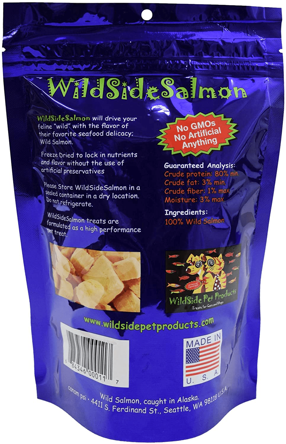 Wildside Wild Alaskan Freeze Dried Salmon All Natural Grain Free 3Oz Cat Treats (Pack of 3) Bundle with Mouse Cat Toy Animals & Pet Supplies > Pet Supplies > Cat Supplies > Cat Treats Wildside Pet   