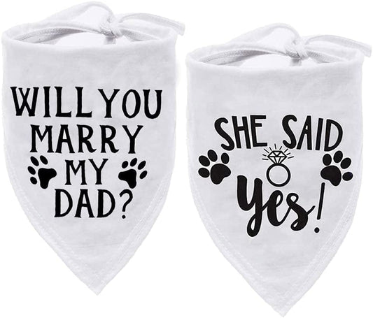 Will You Marry My Daddy Dog Bandana, Dog Wedding Bandana, Dog Engagement Announcement, Wedding Photo Prop, Pet Scarf, Pet Accessories (2 Pack) Animals & Pet Supplies > Pet Supplies > Dog Supplies > Dog Apparel MY   