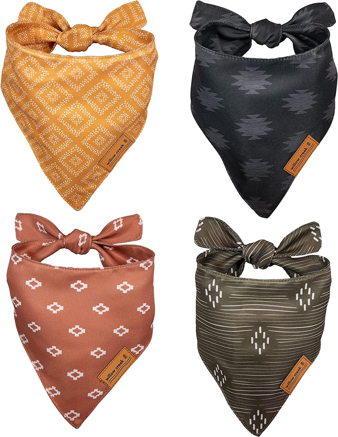 Willow Creek Pet Apparel Bandana Scarf for Dogs & Puppies | Western 4 Pack | Dual Layered Durable Fabric |Cute & Modern| All Breeds | Boy & Girl | Adjustable Small, Large, & X-Large (Large) Animals & Pet Supplies > Pet Supplies > Dog Supplies > Dog Apparel Willow Creek Pet Apparel Small  