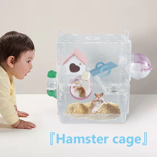 Willstar 2 Tier Hamster Cage Carrier Habitat Small Animal House with Exercise Wheels Tunnel Tube Water Bottle Dishes House Ladder Animals & Pet Supplies > Pet Supplies > Small Animal Supplies > Small Animal Habitats & Cages Willstar   