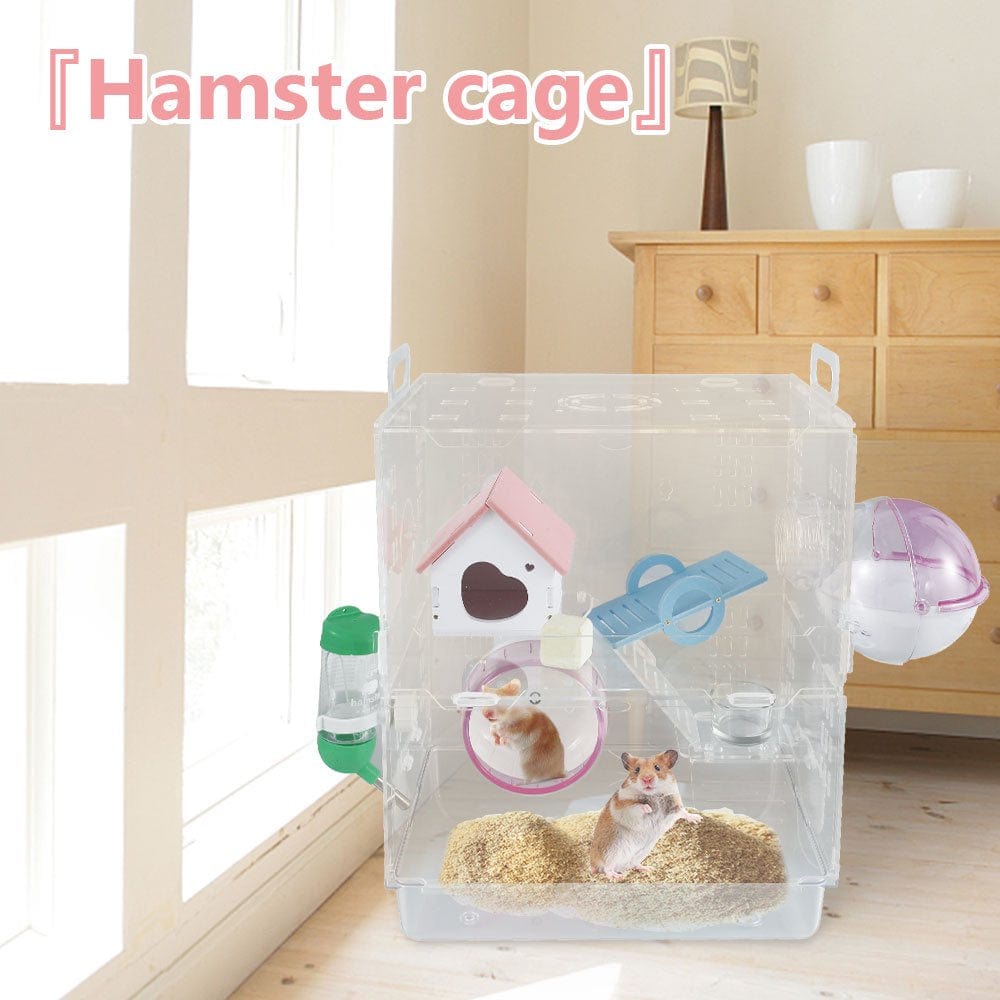 Willstar 2 Tier Hamster Cage Carrier Habitat Small Animal House with Exercise Wheels Tunnel Tube Water Bottle Dishes House Ladder Animals & Pet Supplies > Pet Supplies > Small Animal Supplies > Small Animal Habitats & Cages Willstar   