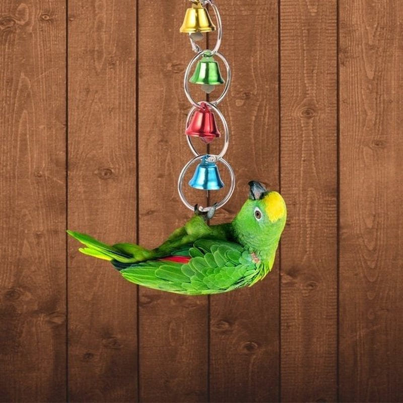 Willstar 5Pcs/Set Parrot Toy Bird Cage Bell String Swing Hammock Parrot Chew Toy