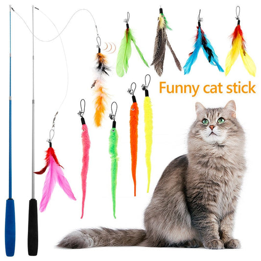 Willstar Cat Toys Interactive Cat Feather Wand,Cat Fishing Pole Toy 12 Funny Pet Tunnel Cat Play Kitten Stick Mouse Cats Stick Ball Toys Bulk Toy Animals & Pet Supplies > Pet Supplies > Cat Supplies > Cat Toys Willstar   