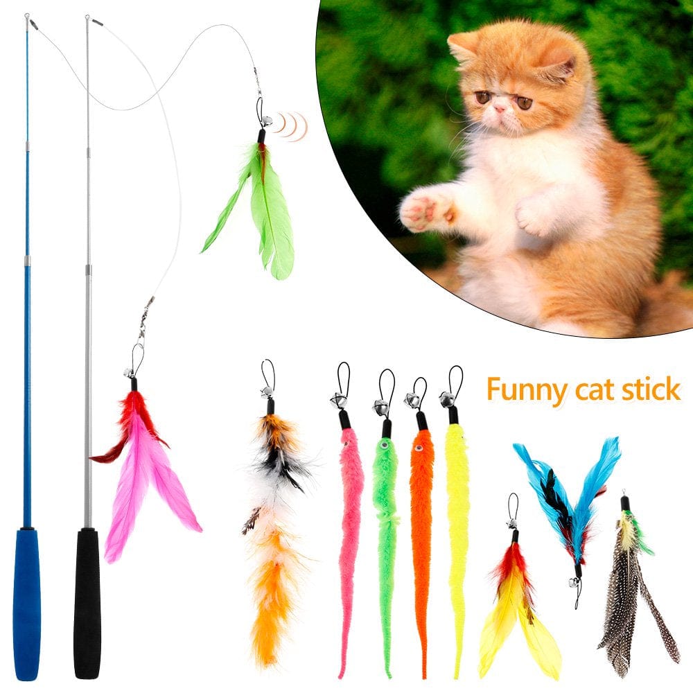 Willstar Cat Toys Interactive Cat Feather Wand,Cat Fishing Pole Toy 12 Funny Pet Tunnel Cat Play Kitten Stick Mouse Cats Stick Ball Toys Bulk Toy Animals & Pet Supplies > Pet Supplies > Cat Supplies > Cat Toys Willstar   