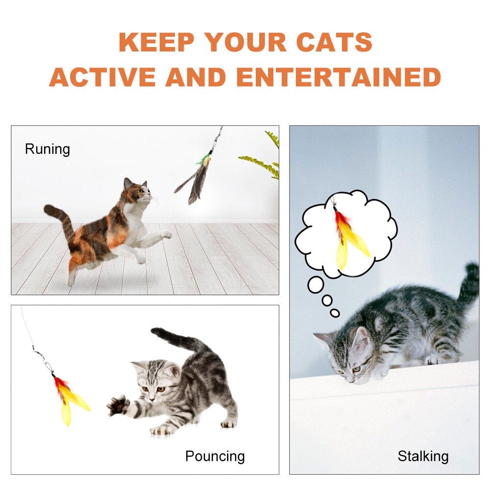 Willstar Interactive Cat Feathers Sticks Bells Wand Tease Pet Toy Colorful Extensible Fishing Rod Kitten Funny Playing Toy Game Animals & Pet Supplies > Pet Supplies > Cat Supplies > Cat Toys Willstar   