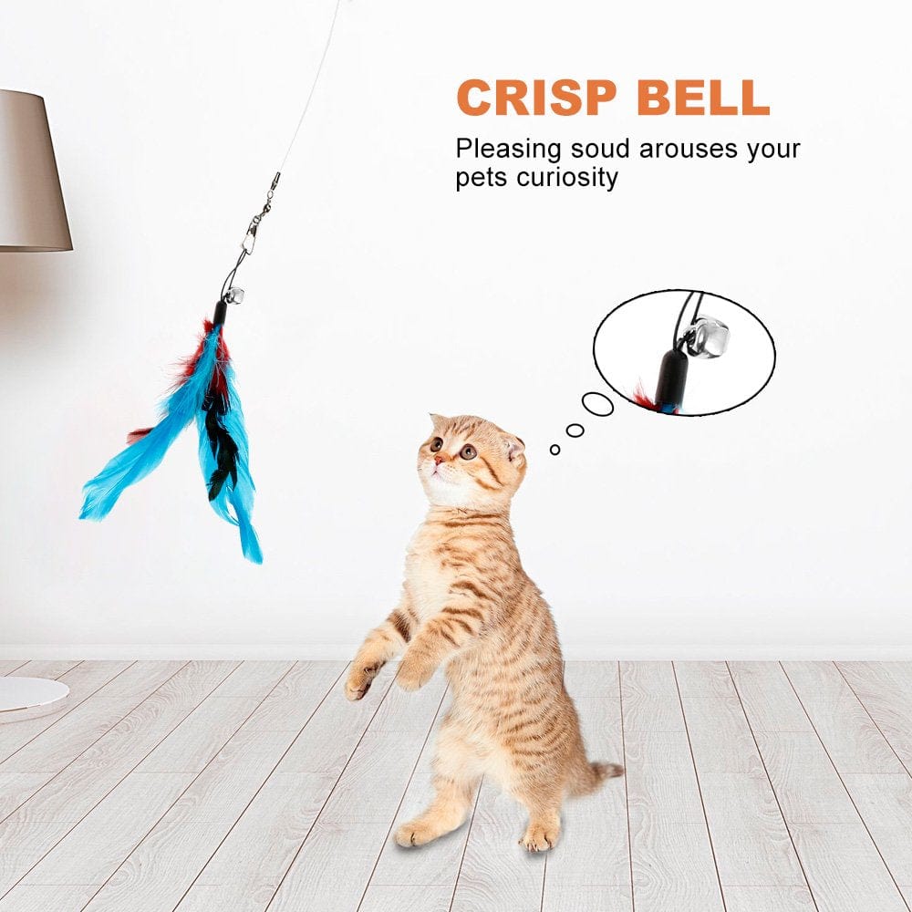 Willstar Interactive Cat Feathers Sticks Bells Wand Tease Pet Toy Colorful Extensible Fishing Rod Kitten Funny Playing Toy Game Animals & Pet Supplies > Pet Supplies > Cat Supplies > Cat Toys Willstar   