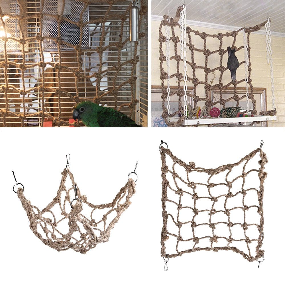 Willstar Parrot Bird Climbing Net Hemp Rope Ladder Toy Play Gym Hanging Swing Net Parrot Perch Hammock Toy with Hooks Bird Cage Toy for Budgies Macaw Cockatoo Parakeet Hamster Ferret