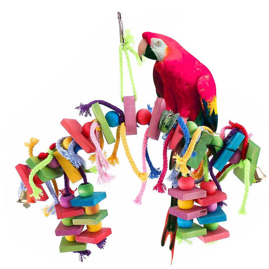 Willstar Wooden Large Parrot Pet Bird Toys Perch Budgie Cockatiel Hanging Swing Cage ?
