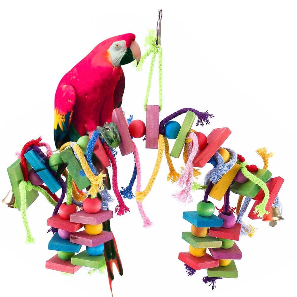 Willstar Wooden Large Parrot Pet Bird Toys Perch Budgie Cockatiel Hanging Swing Cage ?