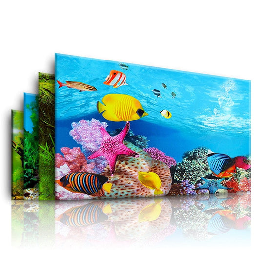 Windfall Aquarium Background Sticker,3D Double-Sided Adhesive Wallpaper Fish Tank Decorative Pictures Underwater Backdrop Image Decor Animals & Pet Supplies > Pet Supplies > Fish Supplies > Aquarium Decor windfall XL Random style 