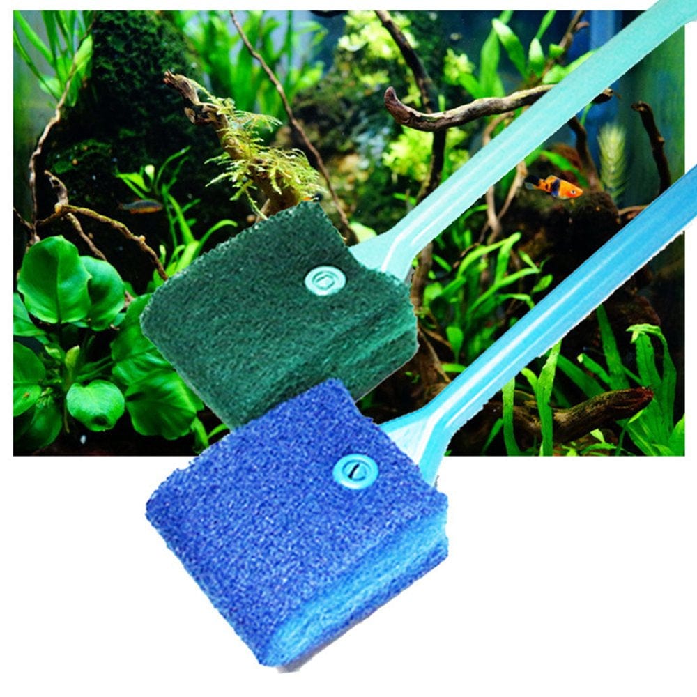 Windfall Double Side Brush Cleaner Scrubbers Aquarium Long Handle Fish Tank Cleaning Tool Animals & Pet Supplies > Pet Supplies > Fish Supplies > Aquarium Cleaning Supplies windfall Blue 40cm  