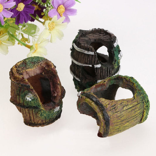 Windfall Fish Broken Barrel Decor Resin Betta Fish Tank Accessories Ornaments for Fish Cave Hide Tank Decorations Animals & Pet Supplies > Pet Supplies > Fish Supplies > Aquarium Decor windfall Style#1  